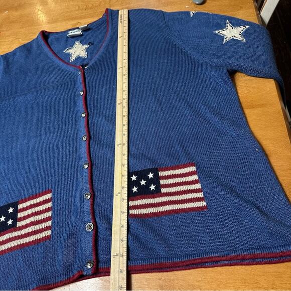 CJ Banks Christopher&Banks Embroidered Sweater USA Flag Women’s 3X Ramie Cotton - Picture 7 of 8